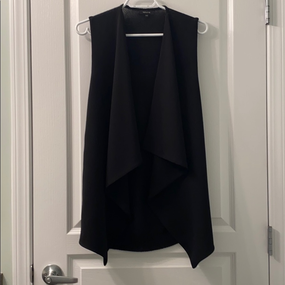Cardigan vest black knit back and polyester front